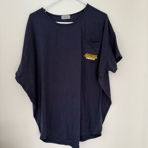 Navy Blue Graphic Tee with Pocket